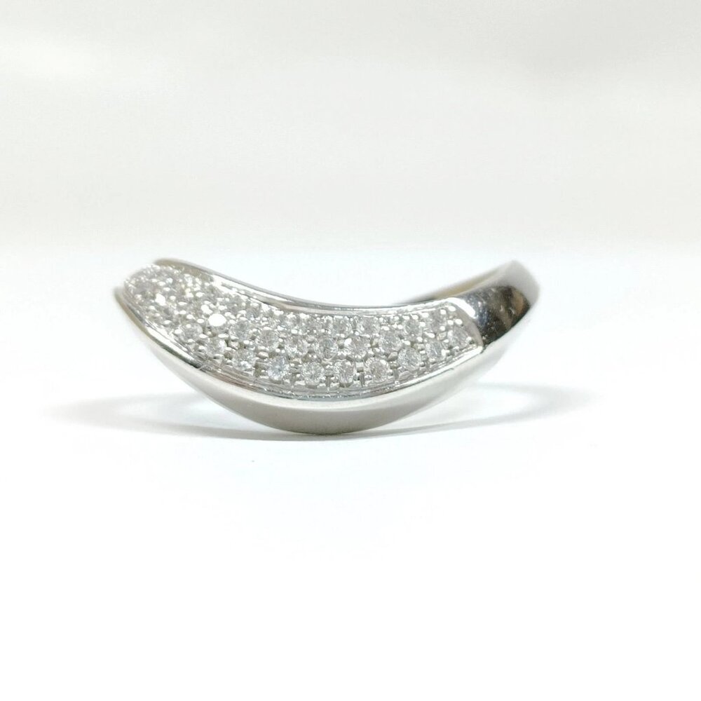 DAMIANI Spicchi di Luna Italy 18k White Gold Natural Diamond Ring Size 8-8.25